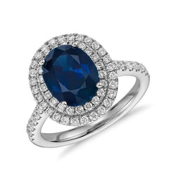 5 Kt. Ovaler und Rundschliff Saphir und Diamanten Ehering Gold