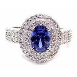 5,25 Kt Blauer Tansanit Halo Diamanten Ring Weißgold 14K