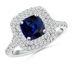 5,50 Karat Sri Lanka Saphir und Diamanten Ring Weißgold 14K