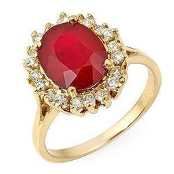 5,75 Karat Roter Rubin Und Diamanten Ring Gelbgold 14K