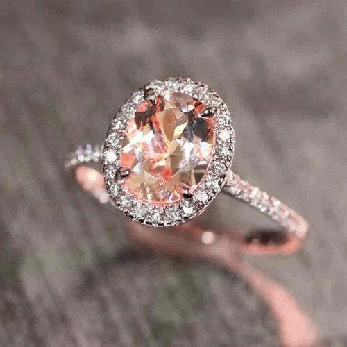 5,95 Karat Morganit und Diamanten Ehering Roségold 14K - harrychadent.ch