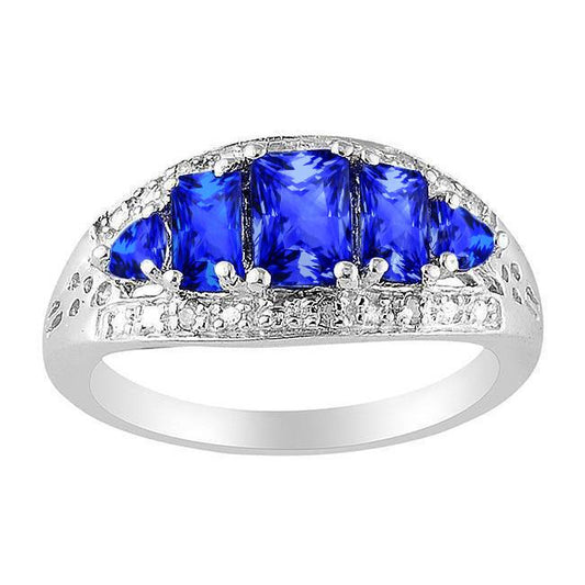 5.51 Karat Sri Lankan Saphir Diamanten Schöner Ring Weißgold 14K