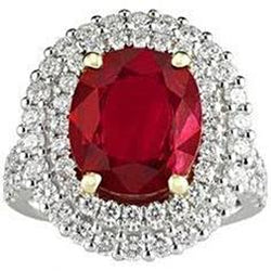 6 Karat Roter Rubin Mit Diamanten Ring Krappenset Gold 14K