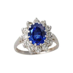 6 Karat Sri Lanka Blauer Saphir Diamanten Ring 14K Weißgold