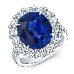 6 Karat Sri Lanka Saphir Diamant Edelstein Ring Weißgold 14K