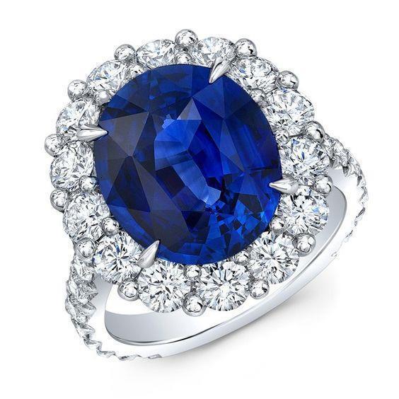 6 Karat Sri Lanka Saphir Diamant Edelstein Ring Weißgold 14K - harrychadent.ch