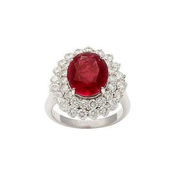 6,25 Kt Rubin im Ovalschliff mit Diamanten Ring Weißgold 14K