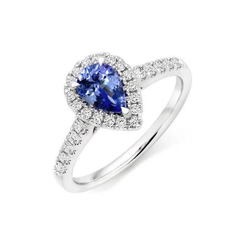 6,60 Karat Halo Tansanit und Diamanten Ring Weißgold 14K - harrychadent.ch