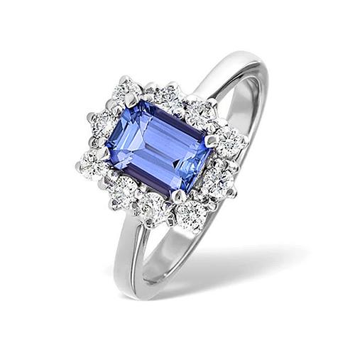 6.20 Karat Tansanit und Diamanten Ring Weißgold 14K - harrychadent.ch