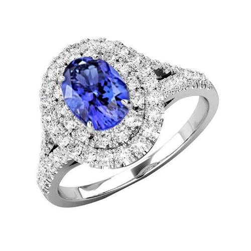 6.75 Karat Tansanit und Diamanten Ring 14K Weißgold