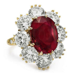 7,25 ct Krappen-Set Ovalschliff Granat und Diamanten Verlobungsring
