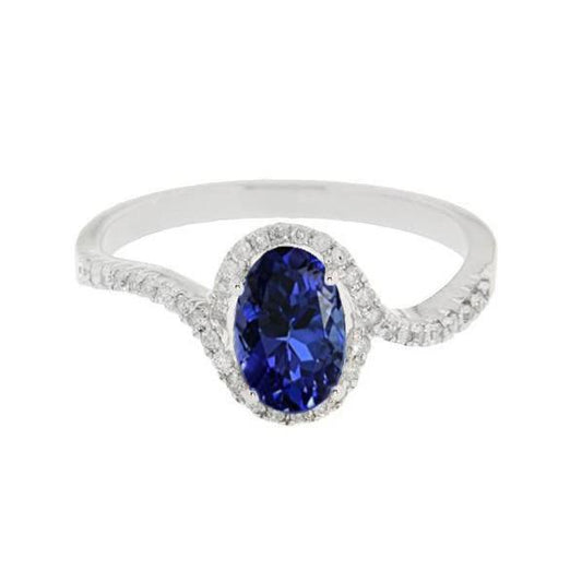 7,75 Karat Blauer Tansanit Ehering Weißgold 14K - harrychadent.ch