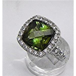 7.35 ct grüner Turmalin-Diamant-Ring aus massivem Weißgold 14K