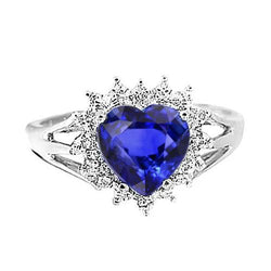 7.60 Ct Herz Sri Lanka Ring mit blauem Saphir und Diamanten