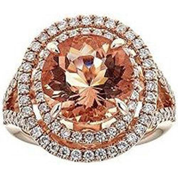 8 Kt. Morganit Halo Diamants Ring Weißgold 14K Neu