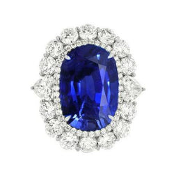 8.50 Karat Blauer Saphir Diamant Ehering Weißgold 14K