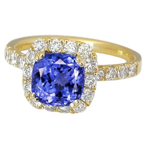 9.00 Kt Tansanit und Diamanten Ring Gold Gelb 14K