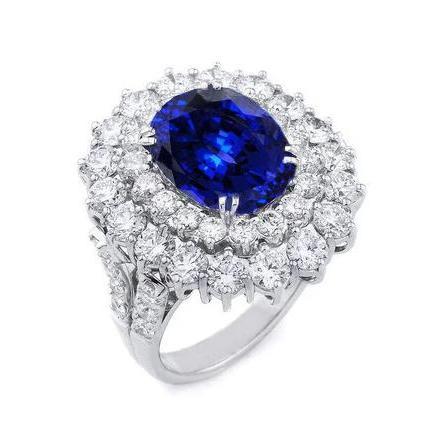 9.75 ct Sri Lanka Blue Saphir Diamanten Jubiläumsring Weißgold - harrychadent.ch