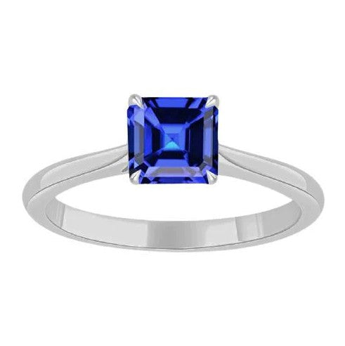 Adlerkralle Zinken Asscher Solitaire Natürlicher blauer Saphir Ring Schmuck