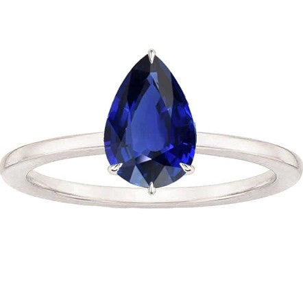 Adlerkralle Zinken Damen-Solitärring Birnenschliff blauer Saphir Schmuck