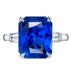Adlerkrallen-Diamantring Krappenset Strahlender blauer Saphir 7 Karat Gold 14K