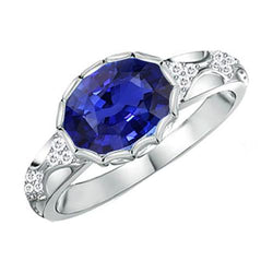 Antik-Stil Diamantring Oval Ceylon Saphir Stein Gold 3,75 Karat