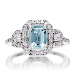Aquamarin und Diamanten 5.80 ct Jubiläumsring Neu Weißgold 14K