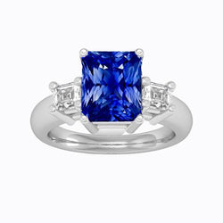 Asscher Diamant Jewelry Radiant Sapphire 3 Steinring 4 Zinken 3 Karat