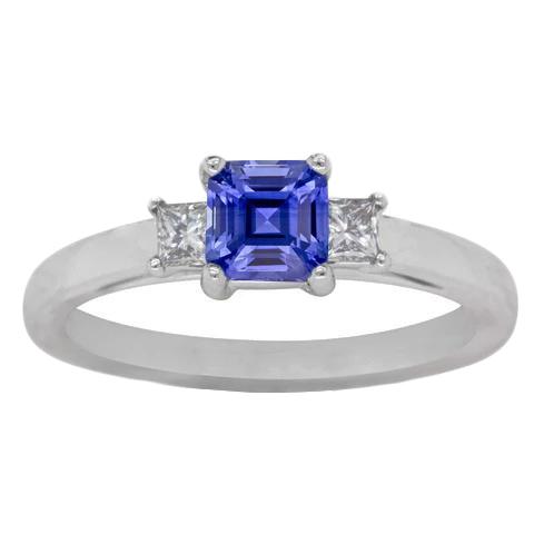 Asscher Saphir 3 Steine Ring 1,50 Karat Funkelnde Prinzessin Diamanten - harrychadent.ch