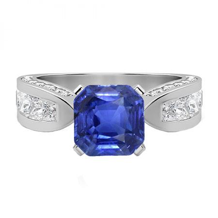 Asscher Saphir Edelstein Ring Princess Diamants Channel Set 4 Karat - harrychadent.ch