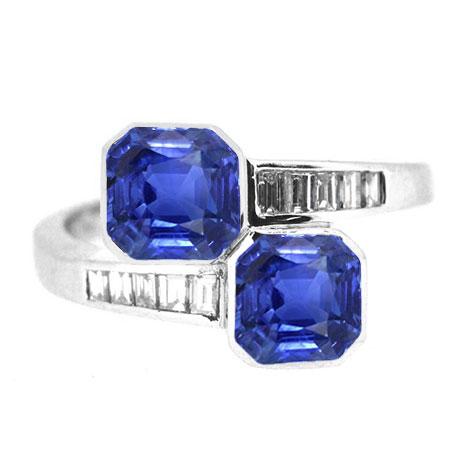 Baguette Diamant Asscher Saphir Ring Lünette & Kanal Set 4,50 Karat - harrychadent.ch