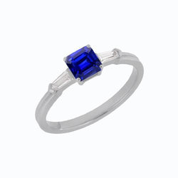 Baguette Diamant Drei Stein Smaragdförmiger Ring 1,25 Karat