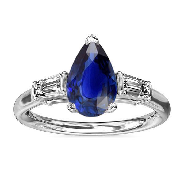 Baguette-Diamant-Drei-Steine-Ceylon-Saphir-Ring 2,50 Karat - harrychadent.ch