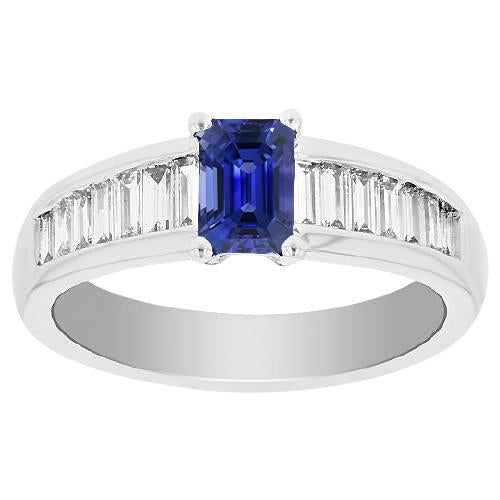 Baguette Diamant Ehering 2 Karat Smaragdblauer Saphir Edelstein - harrychadent.ch