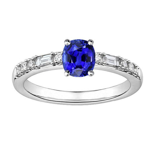 Baguette & Runde Diamant Ringkissen Ceylon Saphir 2.50 Karat - harrychadent.ch