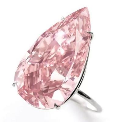 Big Pear Cut Solitaire 3 Kt Rosa Saphir Edelstein Ring Gold Weiß 14K