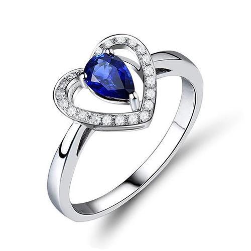 Birne Sri Lanka Saphir und runder Diamant 2,25 Karat Ring - harrychadent.ch