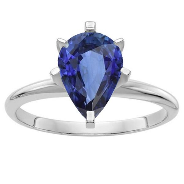 Birnen-Edelstein-Solitär-Ring-Krapfen-Set Blauer Saphir 2,50 Karat - harrychadent.ch