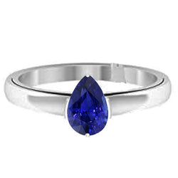 Birnen-Solitär-Ring mit natürlichem blauen Saphir 1,50 Karat