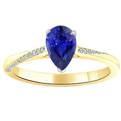 Birnen-Solitär-Srilanka-Saphir-Ring mit Diamantakzenten 2,50 Karat