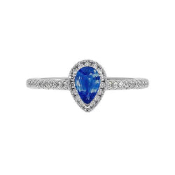 Birnenblauer Saphir-Diamant-Halo-Ring 4,50 Karat Echtgold Neu