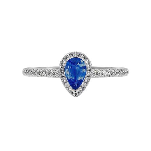 Birnenblauer Saphir-Diamant-Halo-Ring 4,50 Karat Echtgold Neu - harrychadent.ch