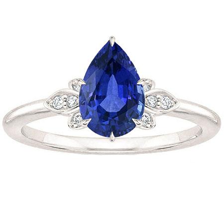 Blauer Saphir Diamant Jubiläumsring 2 Karat Birnenschliff Krappenset Neu - harrychadent.ch