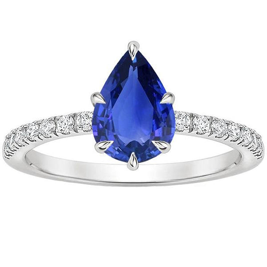 Blauer Saphir & Diamant Jubiläumsring Birnenschliff Akzent 5 Karat - harrychadent.ch