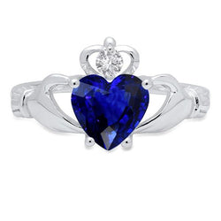 Blauer Saphir & Diamant Ring Herzform 2,25 Karat Weißgold 14K