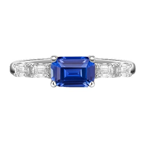 Blauer Saphir & Diamant Ring Smaragd 2.50 Karat 5 Steine Schmuck - harrychadent.ch