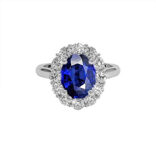 Blauer Saphir Diamant Verlobungsring Oval Ceylon Edelstein 9,25 Karat - harrychadent.ch