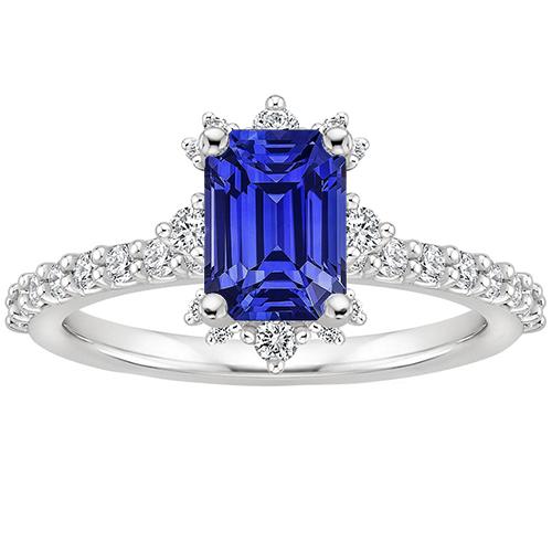 Blauer Saphir & Diamantring 4,25 Karat Smaragd-Solitär mit Akzenten - harrychadent.ch