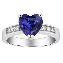 Blauer Saphir Diamantring Herzschliff Edelstein Gold 14K 2,50 Karat