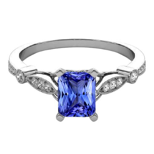 Blauer Saphir Edelstein Radiant Shaped Ring Milgrain Shank 2,50 Karat - harrychadent.ch